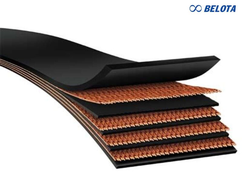 Băng tải cao su bố vải là loại băng tải có cấu tạo kết hợp giữa các lớp cao su và các lớp vải sợi tổng hợp