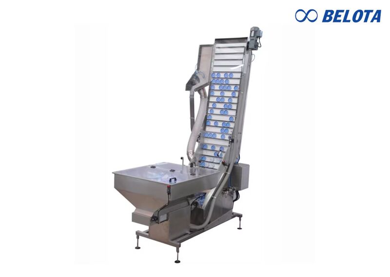 Băng tải cấp nắp chai tự độn có nhiệm vụ tinhận và vận chuyển nắp chai đến vị trí đóng nắp của sản phẩm