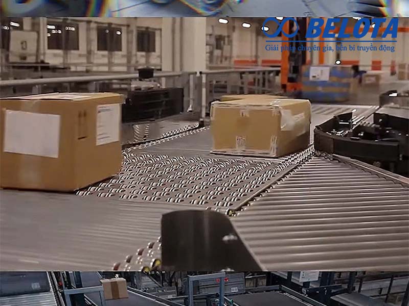 Băng tải chuyển hướng tích hợp gom hàng tự động
