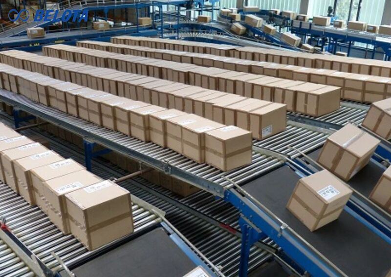 Băng tải con lăn chuyên dùng trong hệ thống con lăn quay để vận chuyển thùng carton, kiện hàng, pallet h