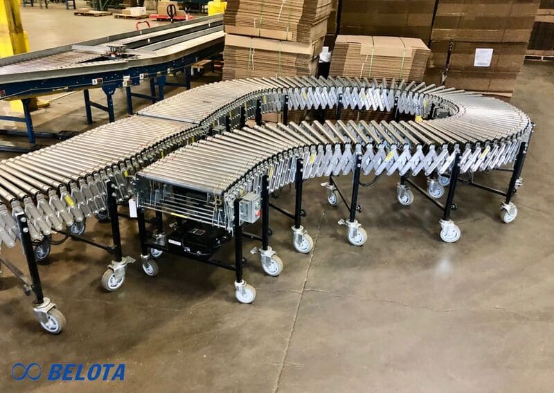 Băng tải con lăn dạng xếp có khả năng chịu tải hạn chế