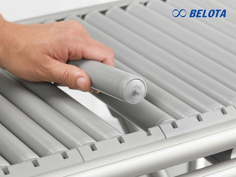 Băng tải con lăn nhựa được thiết kế từ các bộ phận đơn giản nhưng mang lại hiệu quả vận chuyển cao