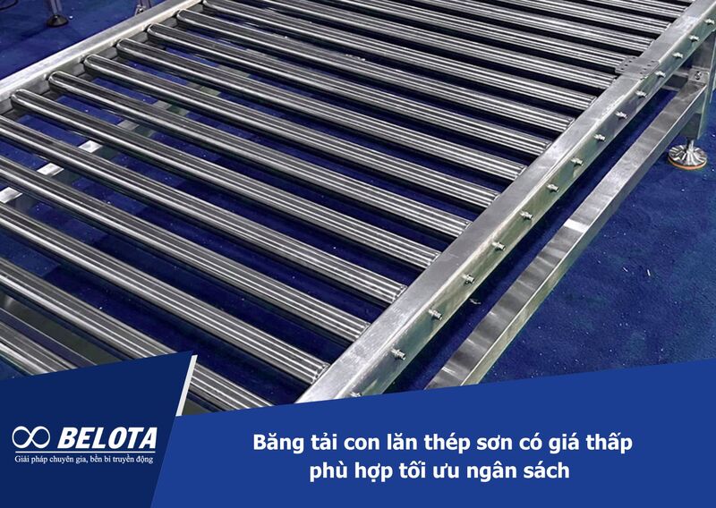 Băng tải con lăn thép sơn có giá thấp, phù hợp tối ưu ngân sách