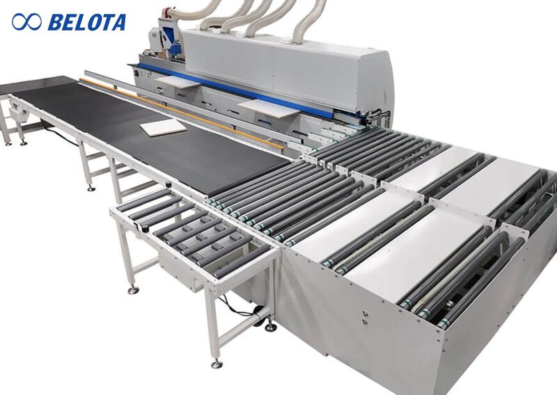 Băng tải hồi phôi máy dán cạnh đưa phôi về vị trí ban đầu.