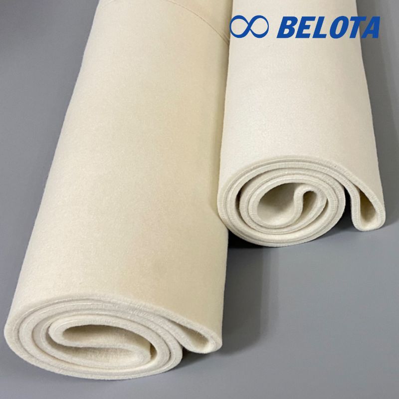 Băng tải len nỉ máy ủi da dùng trong ngành thuộc da, dệt nhuộm, in ấn và composite, hỗ trợ ép, tách nước và vận chuyển vật liệu hiệu quả