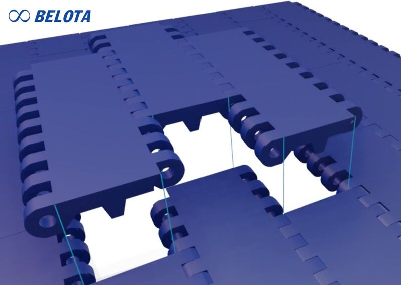 Băng tải nhựa có thiết kế dạng module giúp thay thế từng mắt xích khi hư hỏng
