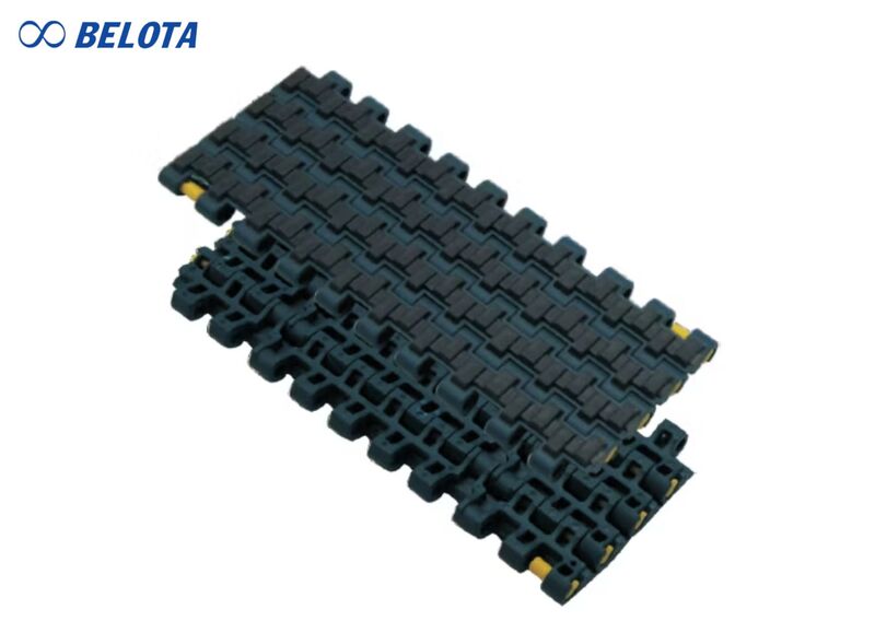 Băng tải nhựa mặt cao su là loại băng tải nhựa modular belt có phủ lớp cao su trên bề mặt