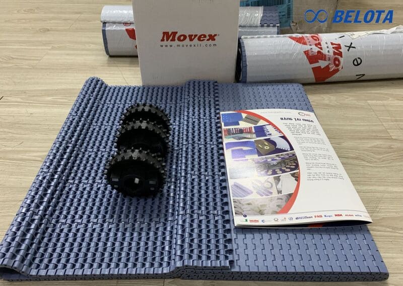 Băng tải nhựa mặt hở Movex - Flush Grid