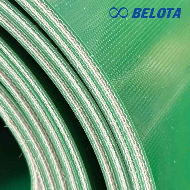 Băng tải PVC màu xanh có giá thành tối ưu nhưng vẫn đáp ứng tốt các ứng dụng tải nhẹ đến trung bình