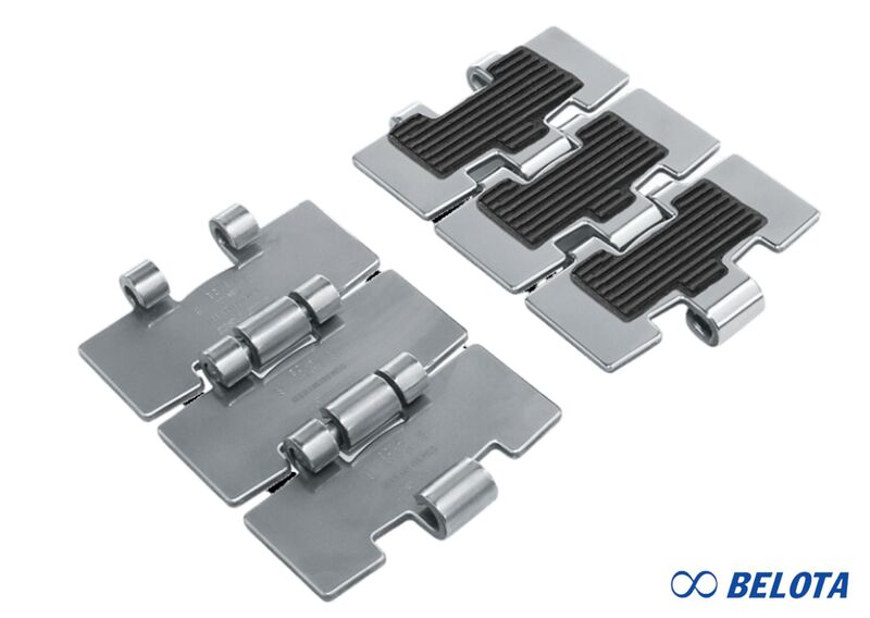 Băng tải xích inox gắn cao su được chế tạo từ inox và được gắn thêm các miếng cao su trên bề mặt tiếp xúc