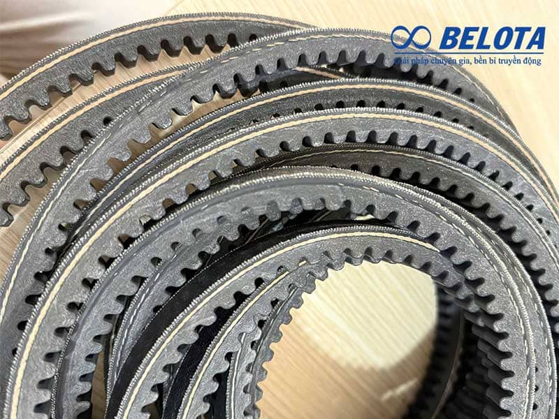 Cấu tạo dây curoa Bando thật, lớp bố vải bền chắc (Ảnh chụp thực tế của Belota)