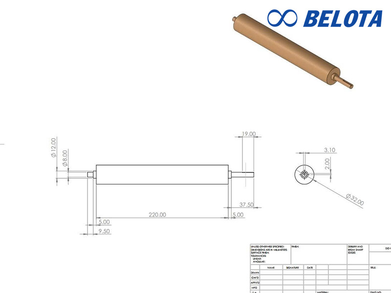 Con lăn được lên bản vẽ chi tiết trước khi gia công