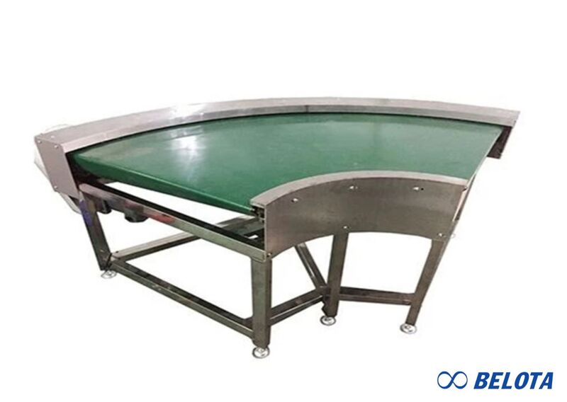 Dây băng tải PVC dùng cho băng tải cong 90 độ thường có độ dày phổ biến từ 2–5mm