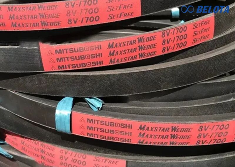 Dây curoa thang 8V được cấu thành từ nhiều lớp vật liệu chuyên dụng