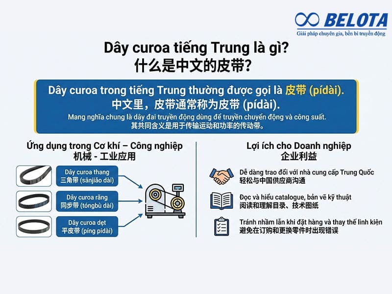 Dây curoa tiếng Trung là gì? Giải mã các thuật ngữ liên quan