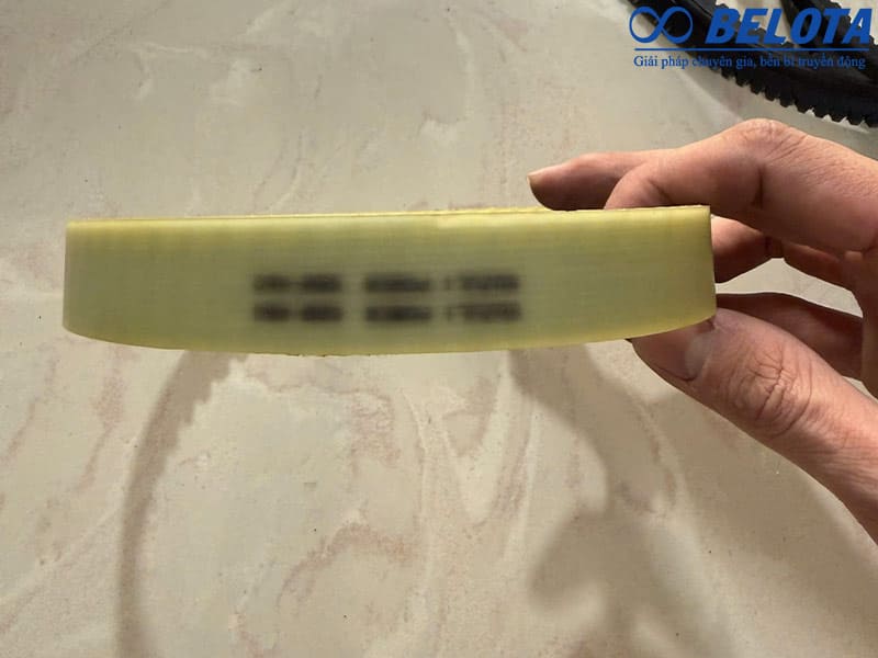 Logo méo không sắc nét trên dây curoa Bando giả