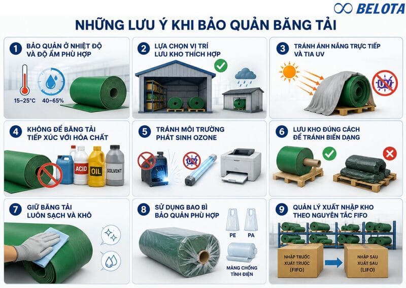 Lưu ý để bảo quản băng tải kéo dài tuổi thọ