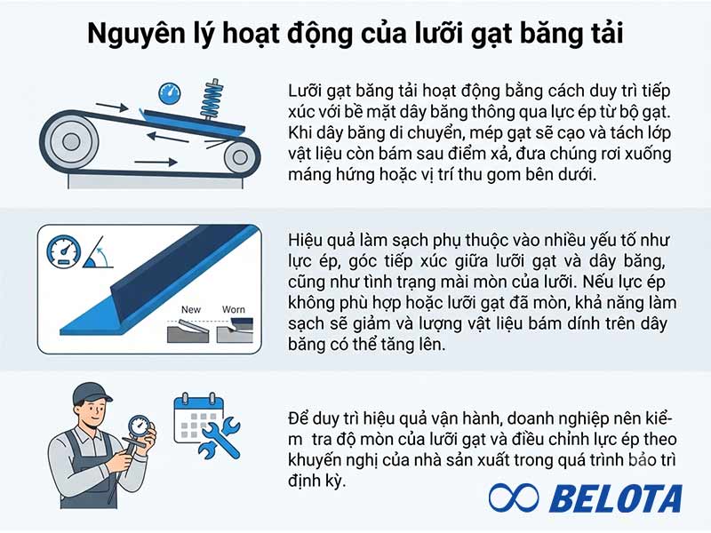 Nguyên lý hoạt động của hệ thống làm sạch băng tải