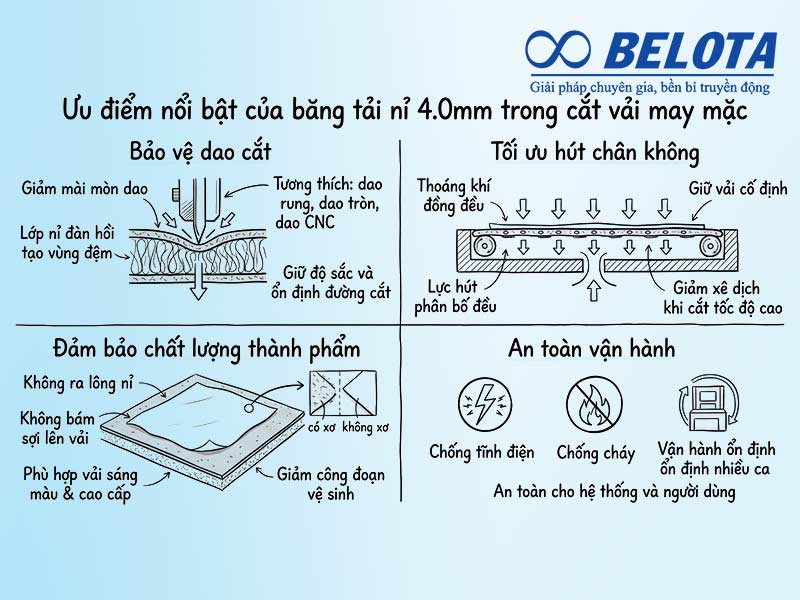 Những ưu điểm nổi bật của bâng tải nỉ