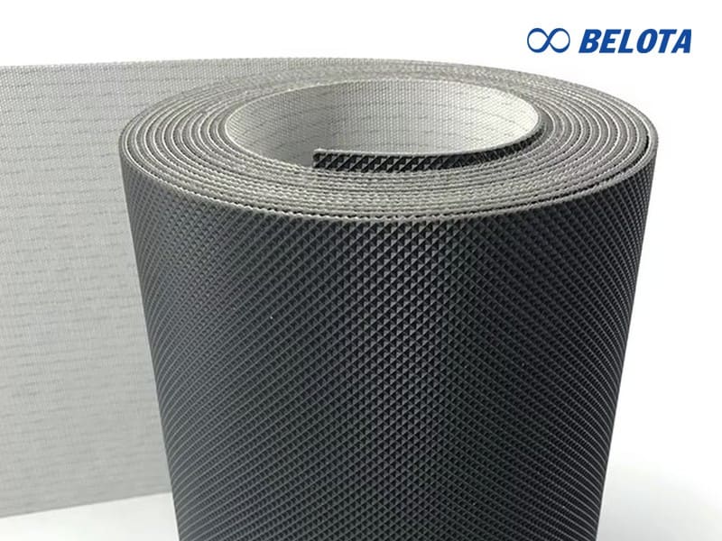 PU checker textured conveyor belts are typically manufactured from thermoplastic polyurethane (TPU)
