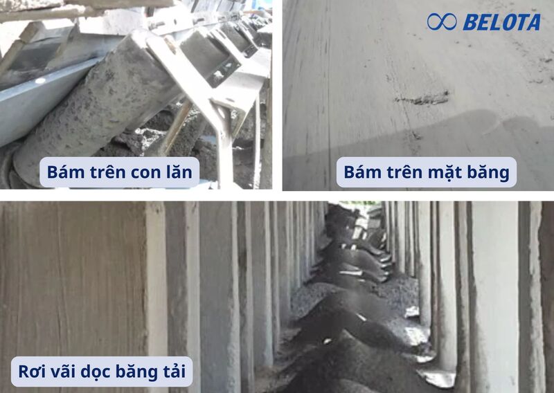 Tác hại của vật liệu bám dính đối với băng tải