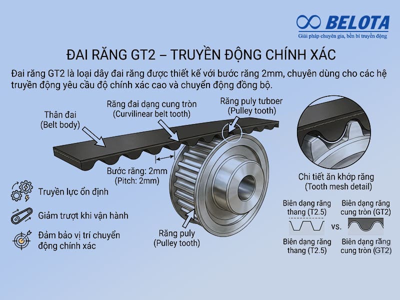 Thông số chi tiết dây đai răng GT2